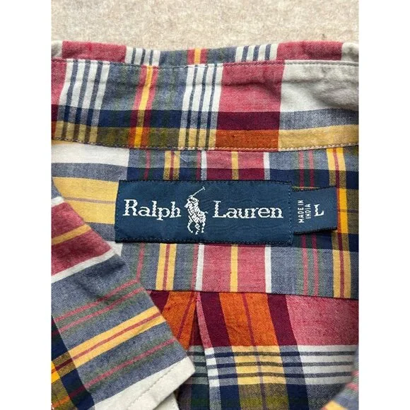 Ralph Lauren Plaid Long Sleeve Button Down Men's Shirt Large Classic Casual Bus - Picture 5 of 8